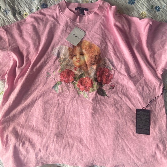 Forever 21 Tops - Pink angel shirt, w tags- offer me a deal